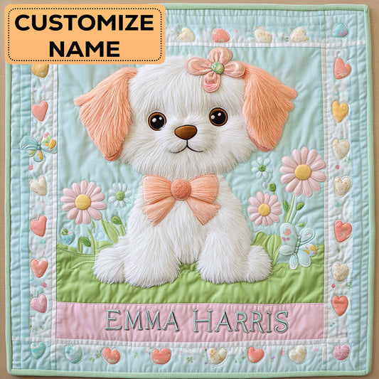 Puppy Hug CW2507017CL Personalized Baby Quilt