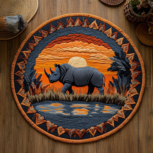 Rhino Sunset WY1905028CL Quilted Round Mat