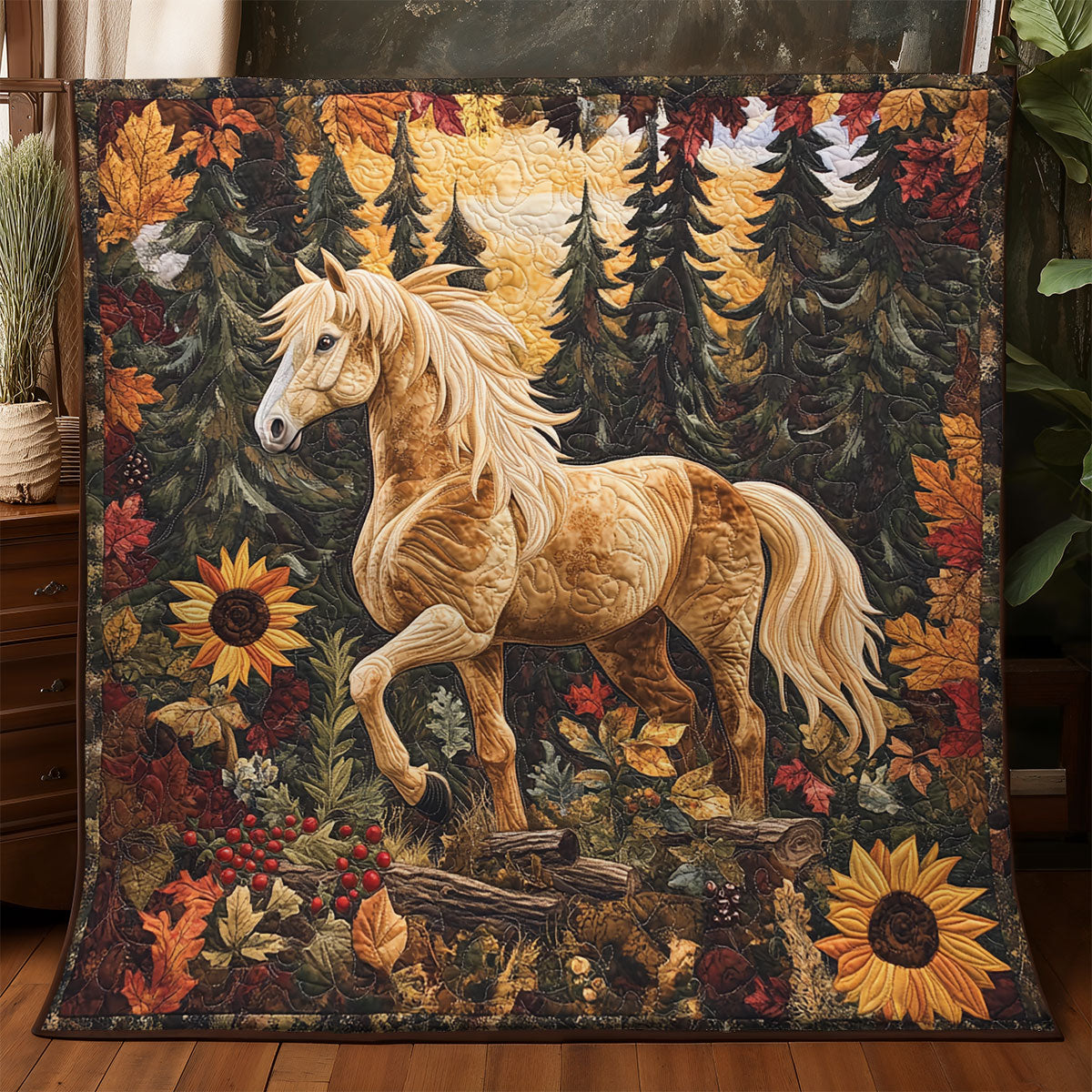 Golden Autumn Stallion WX1306016CL Quilt