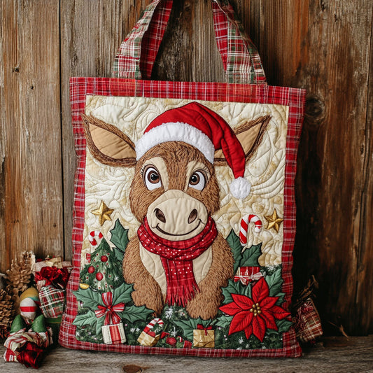 Donkey Red Plaid Christmas WN1111041CL Quilted Tote Bag