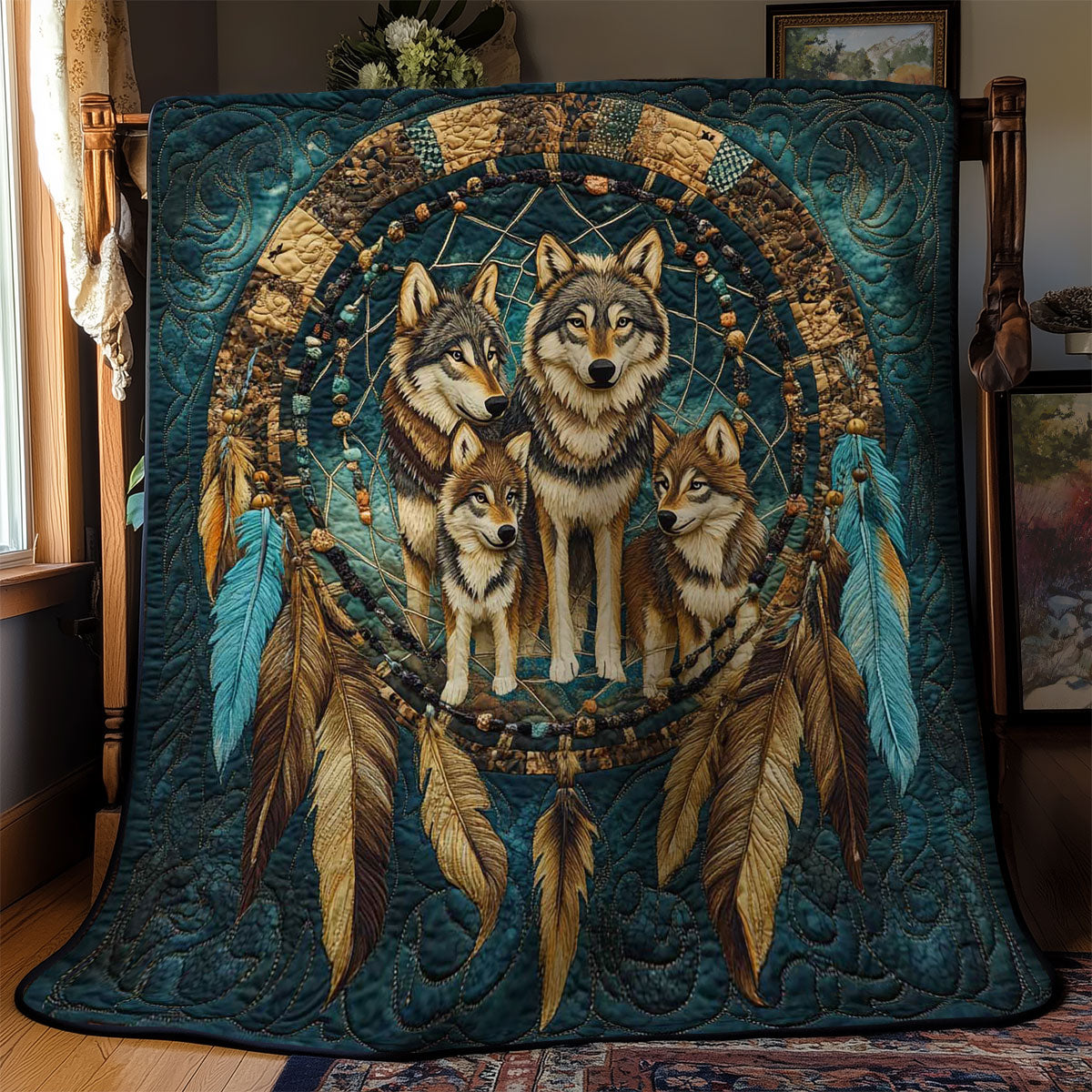 Sacred Wolf Circle WN2401023CL Quilt