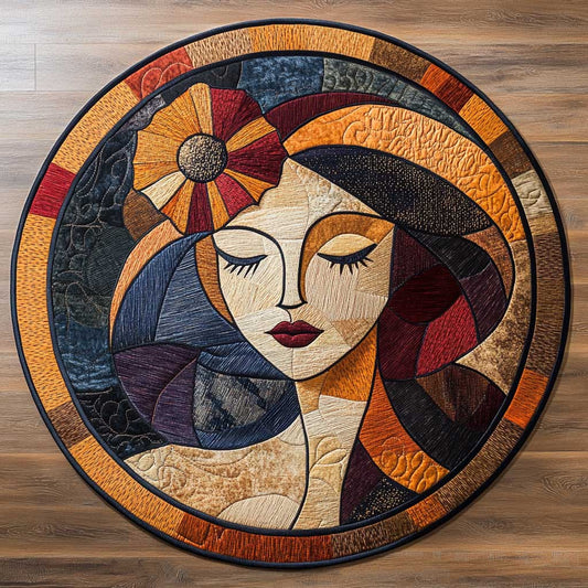 Elegant Abstract Lady WN2904008CL Quilted Round Mat