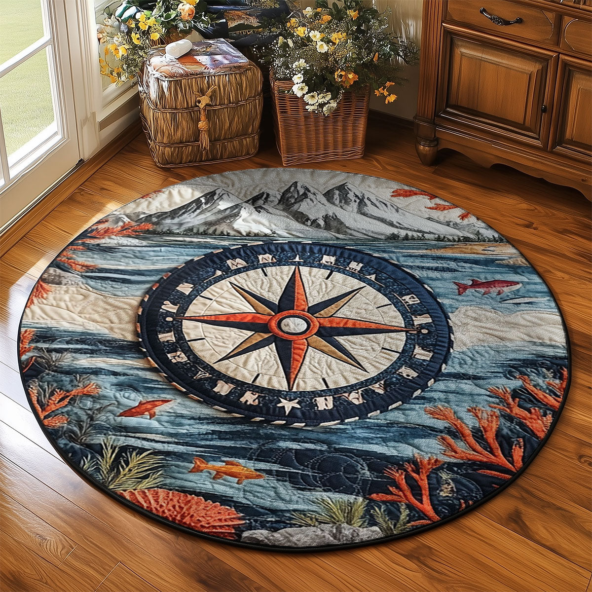 Nautical Compass WJ0304041CL Quilted Round Mat