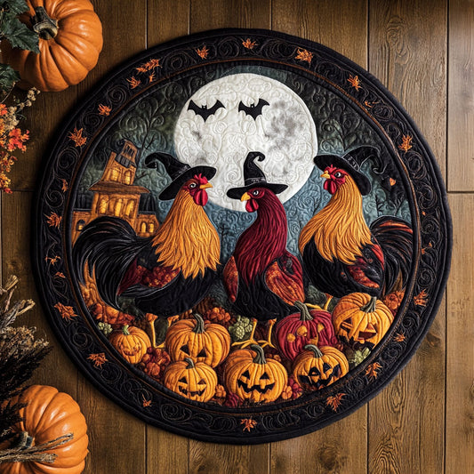 Witchy Rooster Parade WY0108092CL Quilted Round Mat