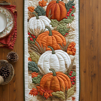 Pumpkins And Wheat XR1609004CL Quilted Table Runner