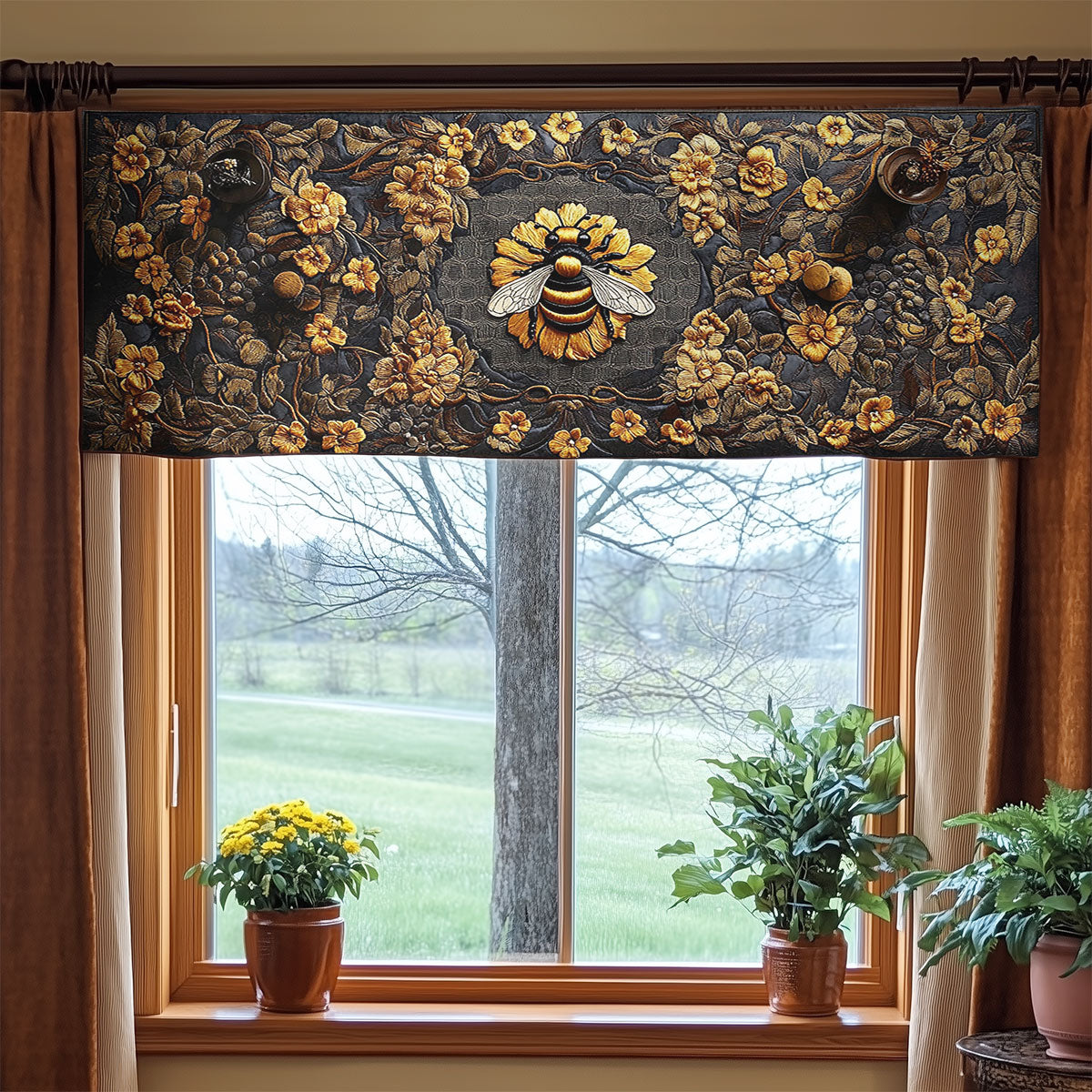 Bee Bliss Bloom WN3006006CL Quilted Valance