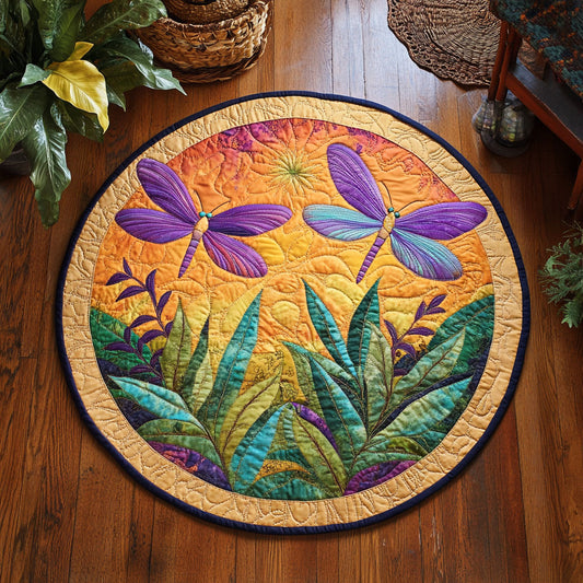 Couple Purple Dragonfly WY1706054CL Quilted Round Mat