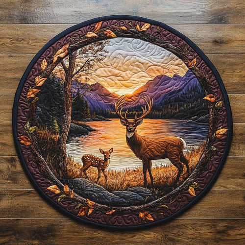 Deer Forest WX1505013CL Quilted Round Mat