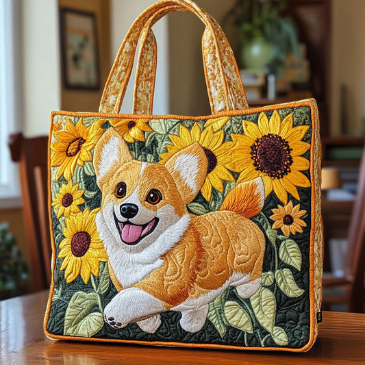 Sunny Corgi CW2209037CL Quilted Tote Bag