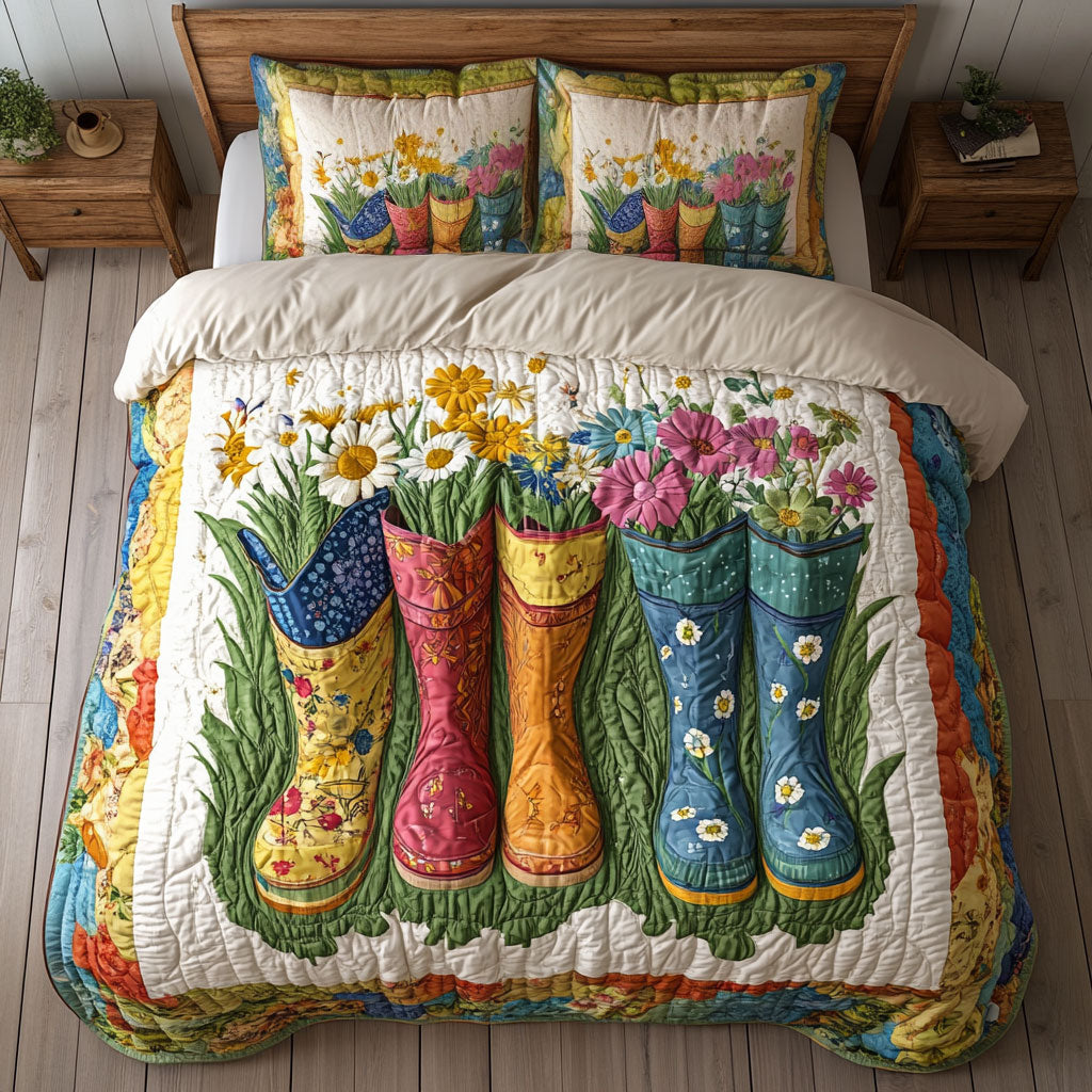 Boots In Flower Garden WY1302065CL Duvet Cover Set