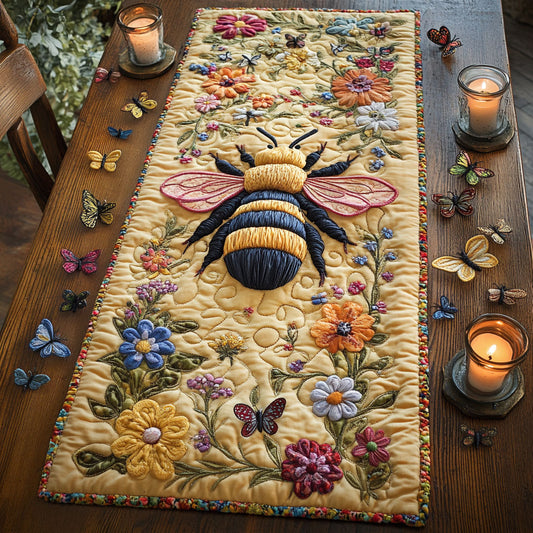 Flower Bee CW2804010CL Quilted Table Runner
