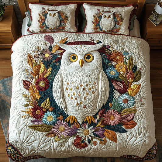 White Owl In Flower WY0104010CL Duvet Cover Set