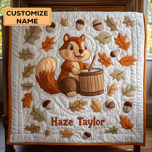 Little Drummer Squirrel WY3007007CL Personalized Baby Quilt