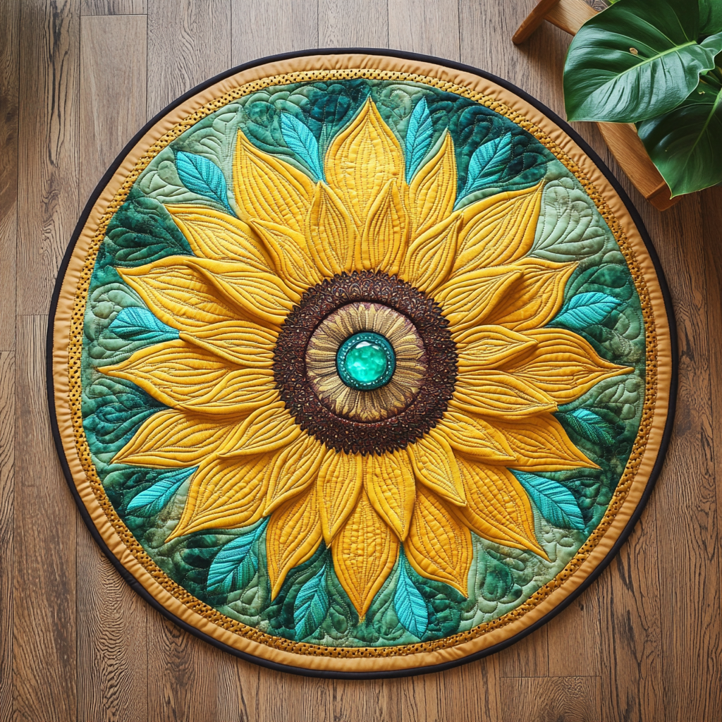 Sunflower Mandala XR1803005CL Quilted Round Mat