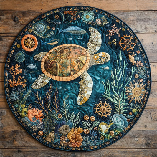 Turtle Haven WN2406070CL Quilted Round Mat
