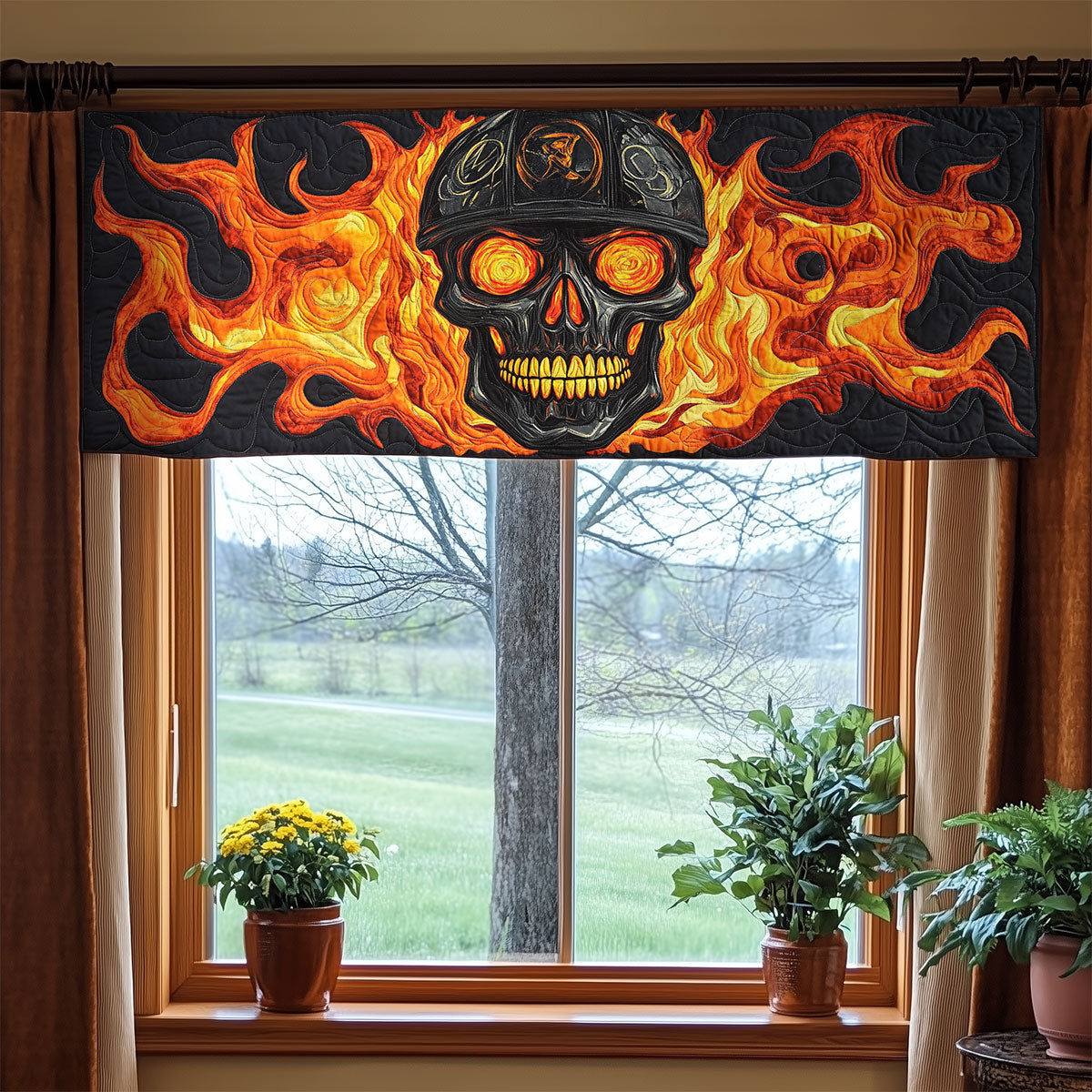 Fire Skull WX2205021CL Quilted Valance