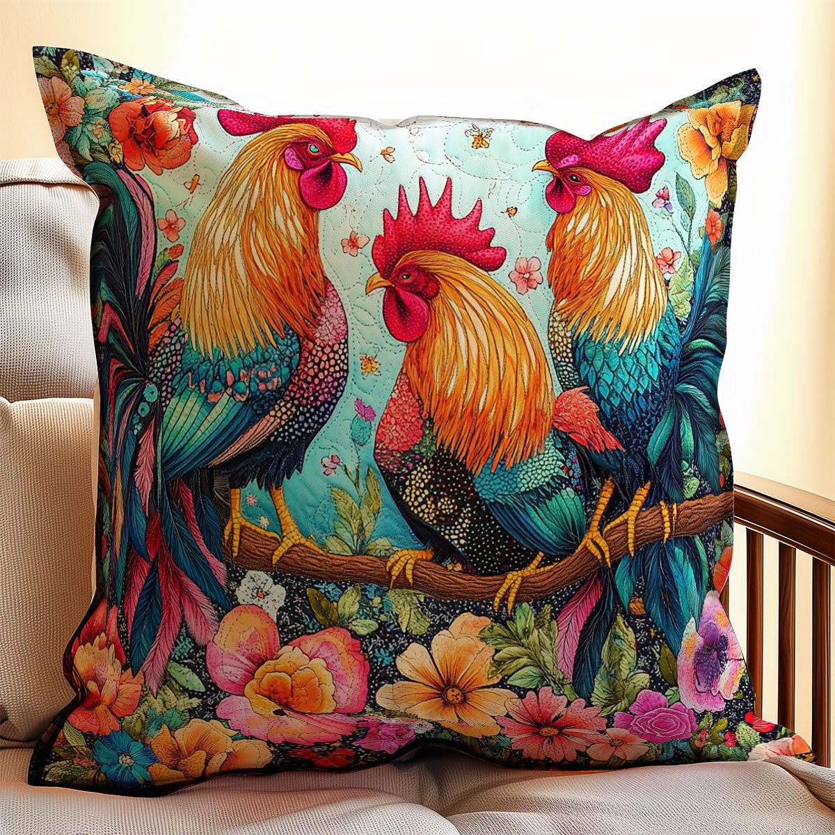 Vibrant Chicken WX1401104CL Quilt Pillow Case