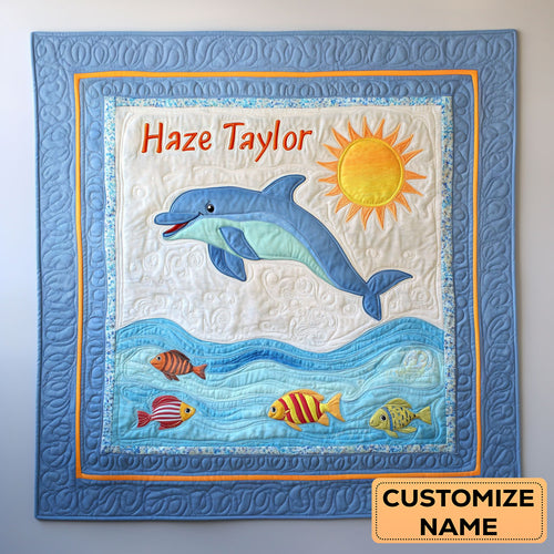 Little Dolphin WN2907068CL Personalized Baby Quilt