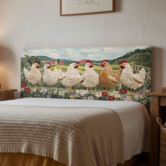 Country Garden Hens CW2312008CL Quilted Headboard Slipcover