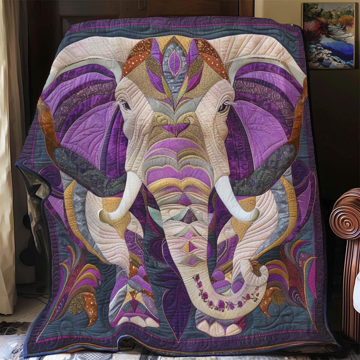 Purple Grace Elephant YR0301017CL Quilt