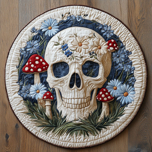 Shroom Skull Whispers WN1607025CL Quilted Round Mat