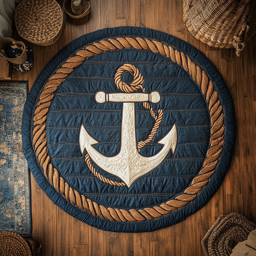 Nautical Blue WY1106028CL Quilted Round Mat