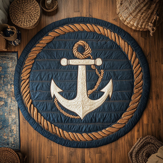 Nautical Blue WY1106028CL Quilted Round Mat