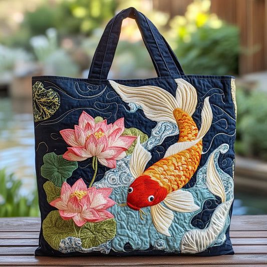 Lotus Harmony Koi CW2709015CL Quilted Tote Bag
