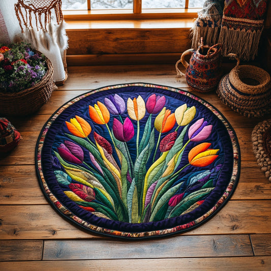 Bold Floral Tulip WY3006018CL Quilted Round Mat