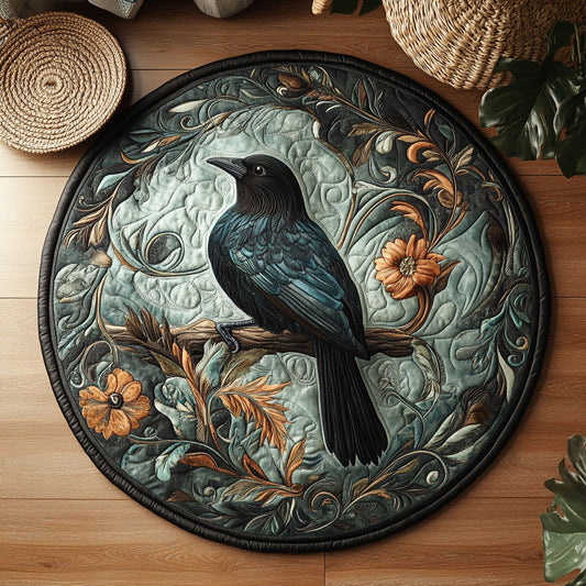 Mystic Black Bird WY0206032CL Quilted Round Mat