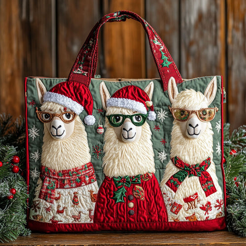 Llama Hearth Holiday CW1811040CL Quilted Tote Bag