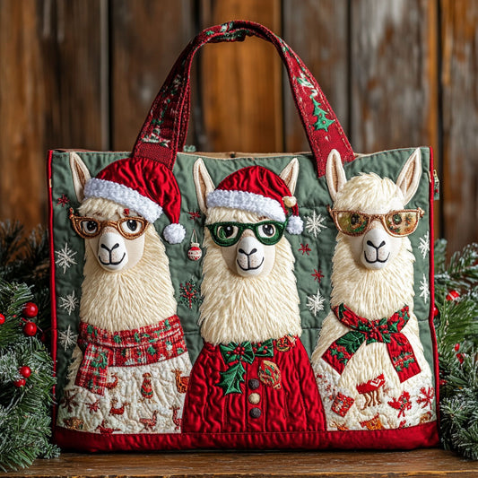Llama Hearth Holiday CW1811040CL Quilted Tote Bag