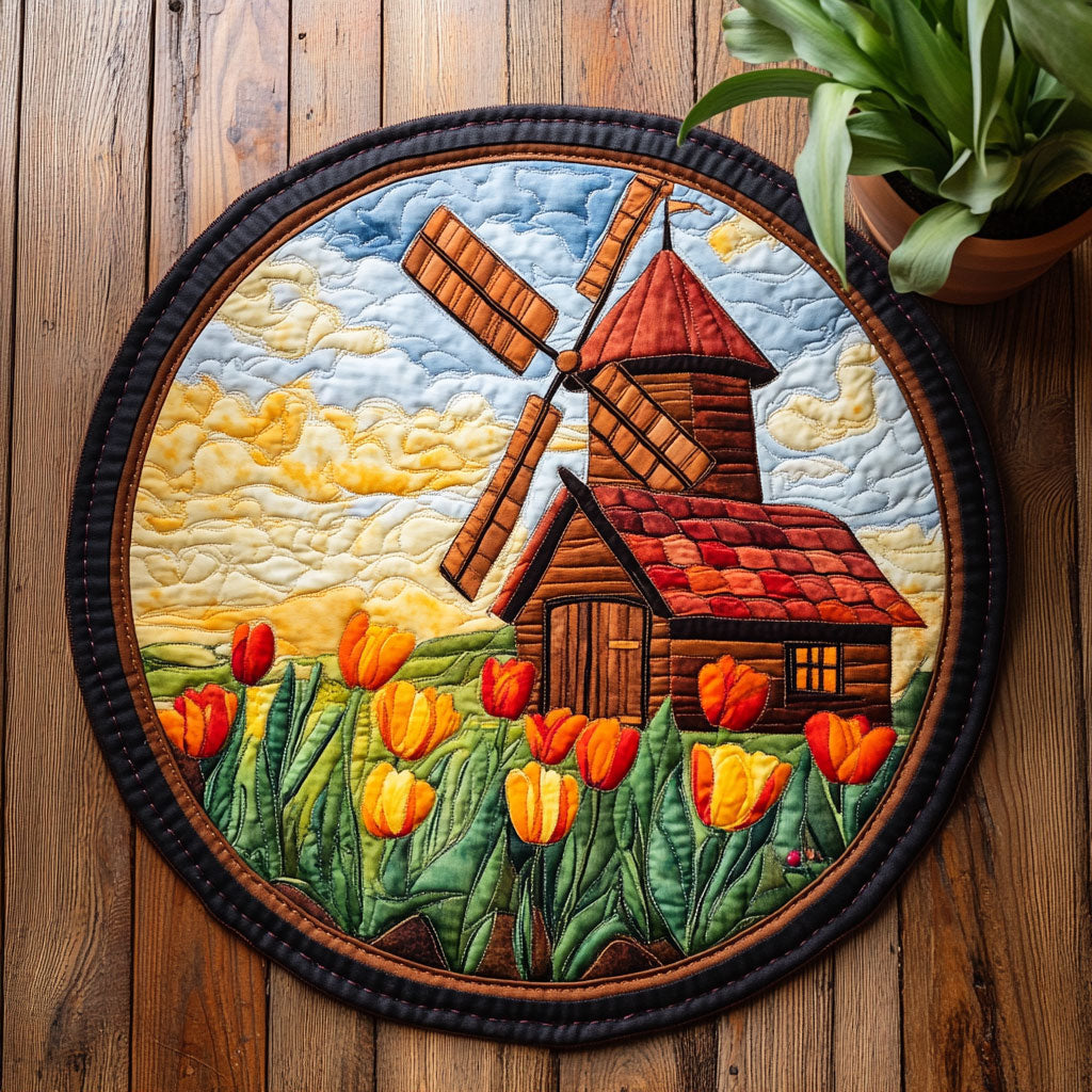 Windmill Tulip CW2205442CL Quilted Round Mat
