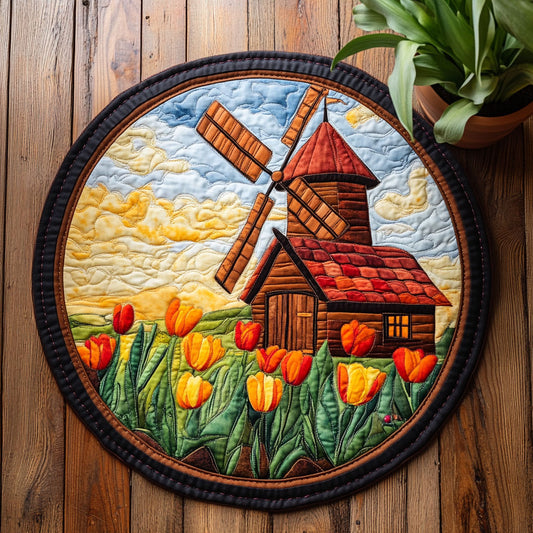 Windmill Tulip CW2205442CL Quilted Round Mat