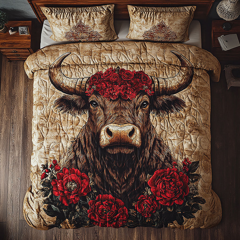 Cow Red Floral WT1402005CL Duvet Cover Set