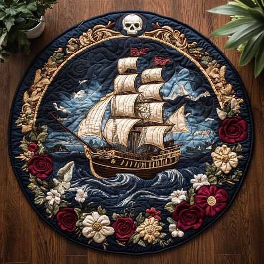 Pirate Boat CM0605038CL Quilted Round Mat
