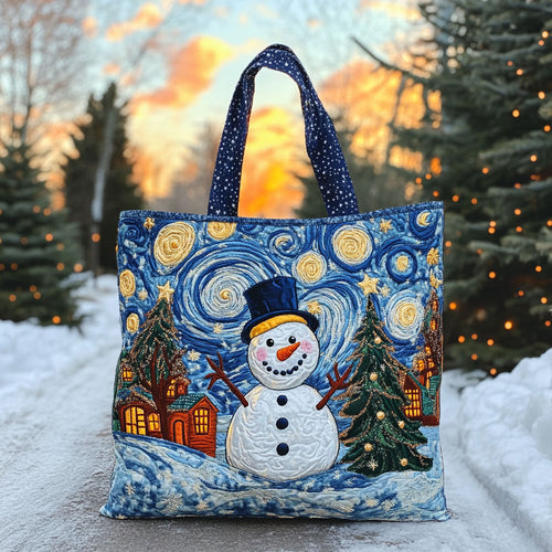 Cozy Moon Snowman WN0511016CL Quilted Tote Bag