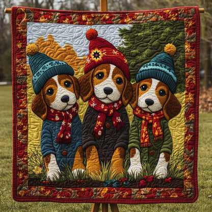 Triplet Dachshund Winter WP0411033CL Quilt