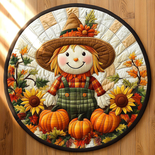Scarecrow And Pumpkin WY1808053CL Quilted Round Mat
