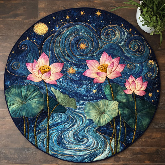 Starlit Lotus Lake CW1306044CL Quilted Round Mat