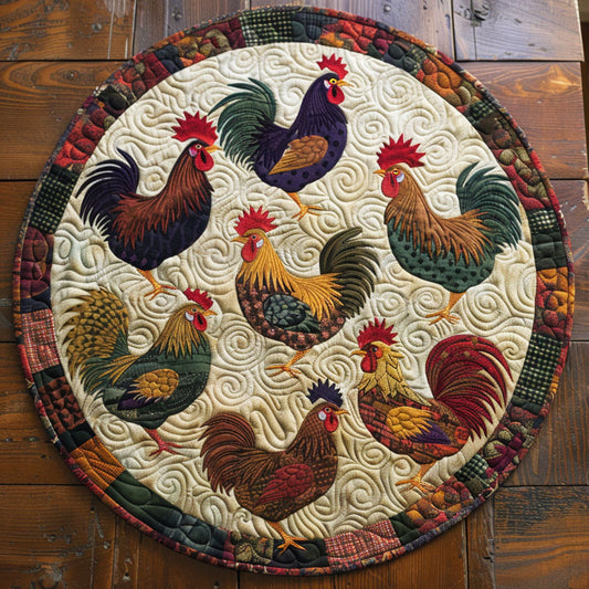 Rooster Circle CP2105008CL Quilted Round Mat