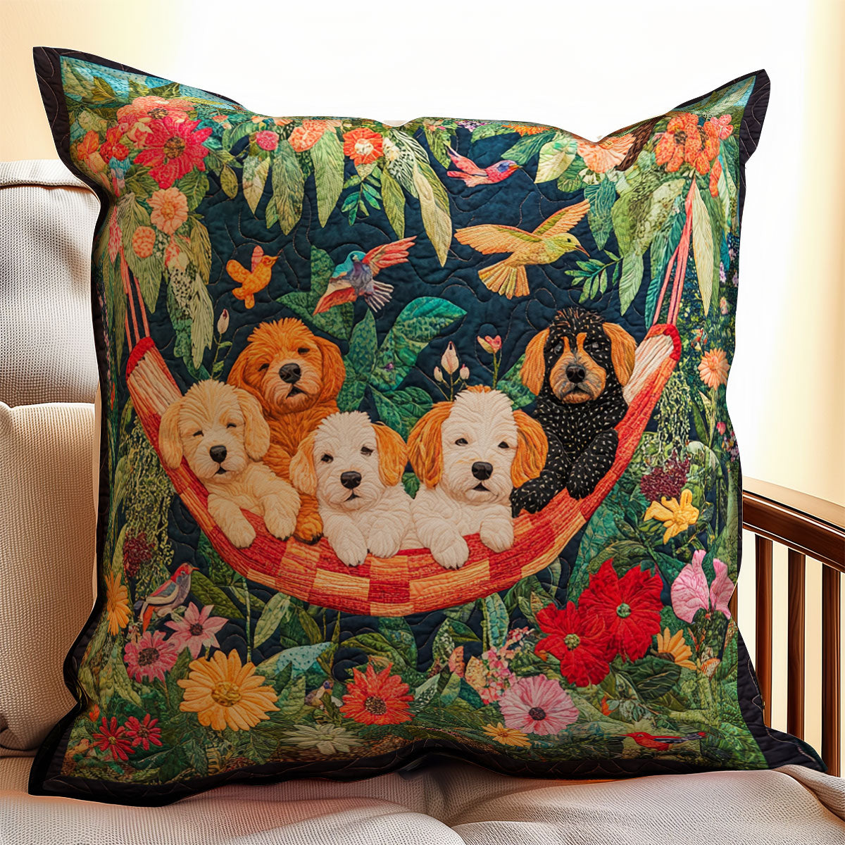 Cute Dog In Garden WX0302134CL Quilt Pillow Case