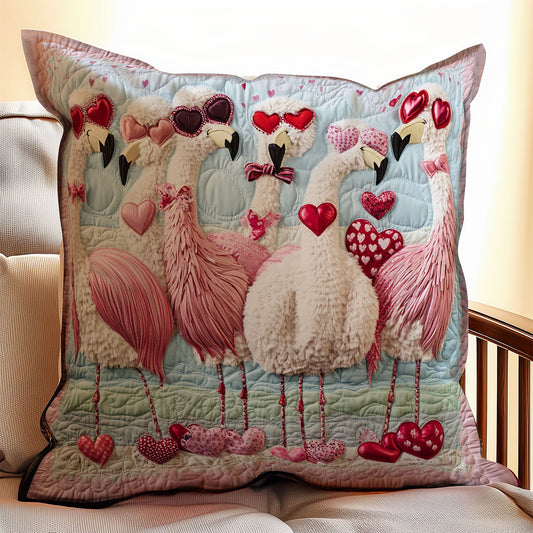 Flamingo Valentine WX0302139CL Quilt Pillow Case