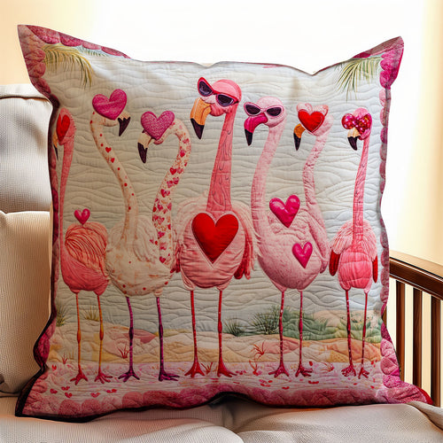 Flamingo Valentine WX0302141CL Quilt Pillow Case