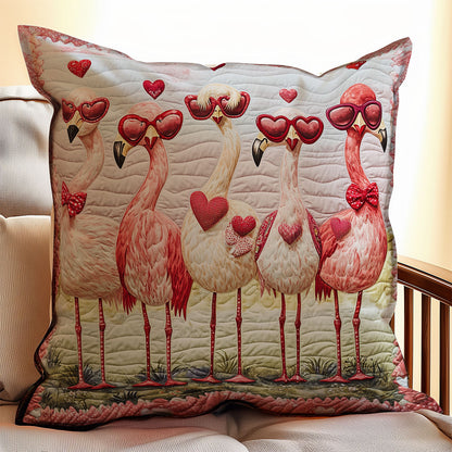 Flamingo Valentine WX0302137CL Quilt Pillow Case