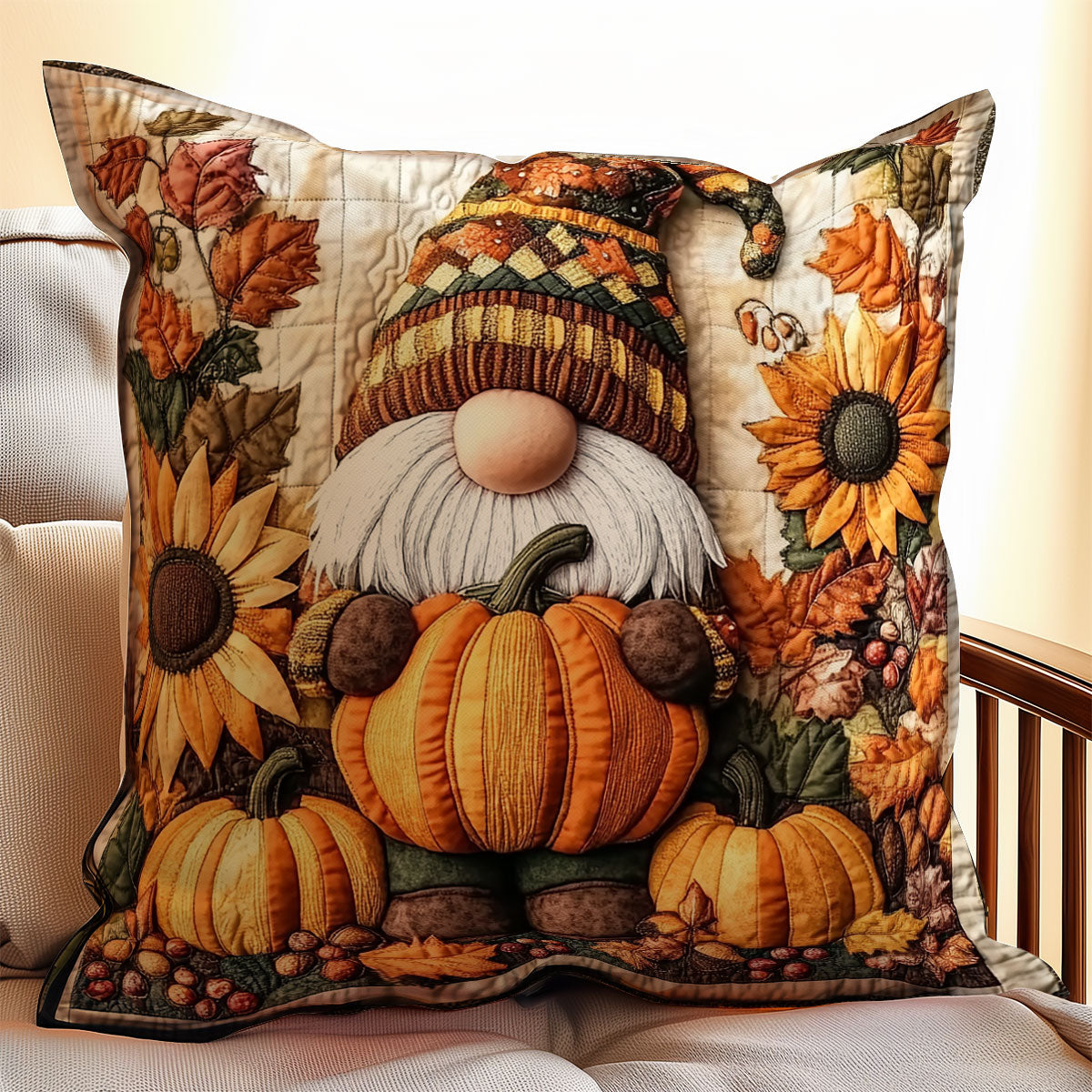 Gnome Pumpkin WX0302151CL Quilt Pillow Case