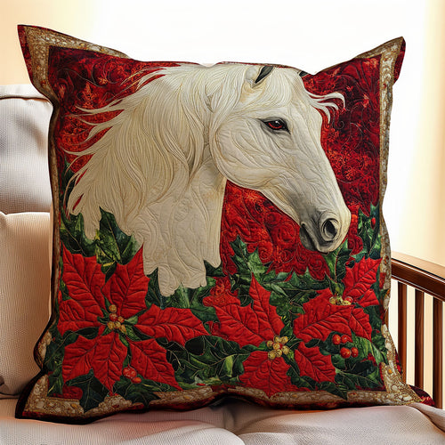 Horse Poinsettia WX2301090CL Quilt Pillow Case