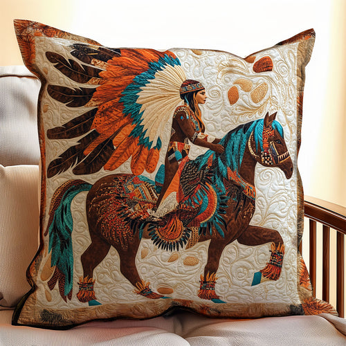 Nativer American Rider WX0302175CL Quilt Pillow Case