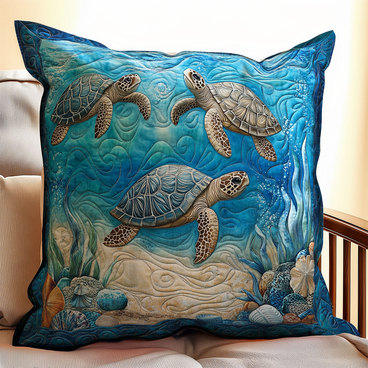 Serene Turtle WX0302179CL Quilt Pillow Case