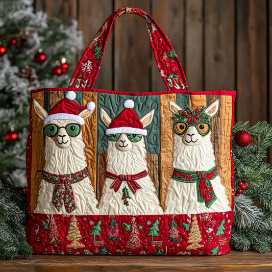 Llama Winter Cheer CW1811043CL Quilted Tote Bag